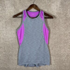 Athleta Tank Top Womens XXS Gray Purple Racerback Mesh Athletic Shirt Running
